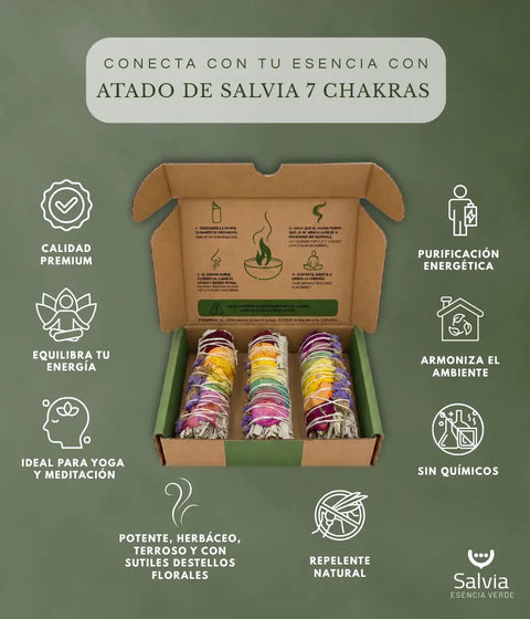 Información sobre el atado de salvia 7 chakras para sahumar