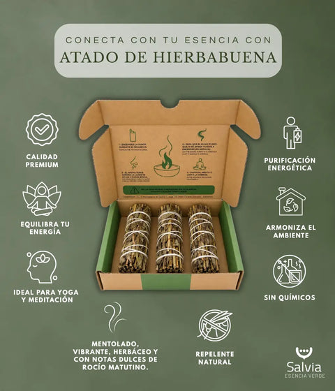 Información sobre el atado de hierbabuena natural para sahumar