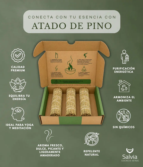 Información sobre el atado de pino natural para sahumar