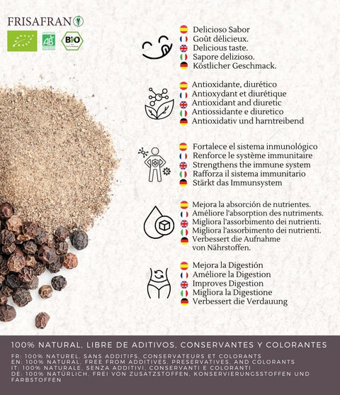 Beneficios de la pimienta negra molida ecológica 
