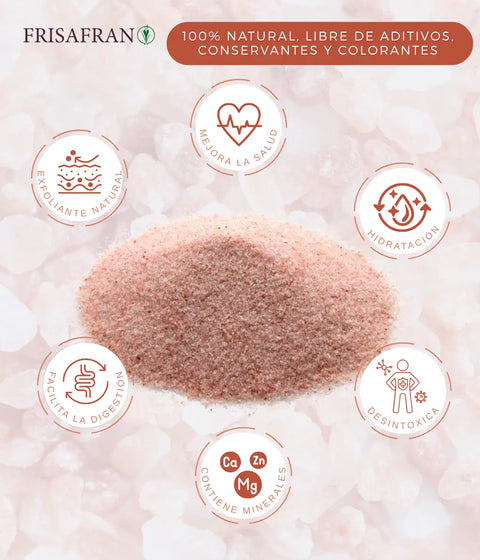 Infografía sobre los beneficios de la sal rosa del himalaya fina