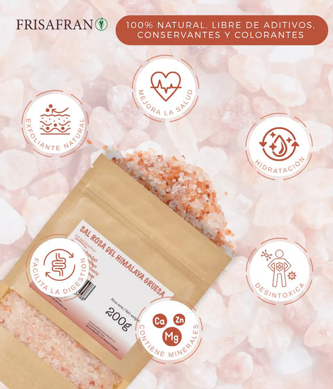 Infografía sobre los beneficios de la sal rosa del himalaya gruesa