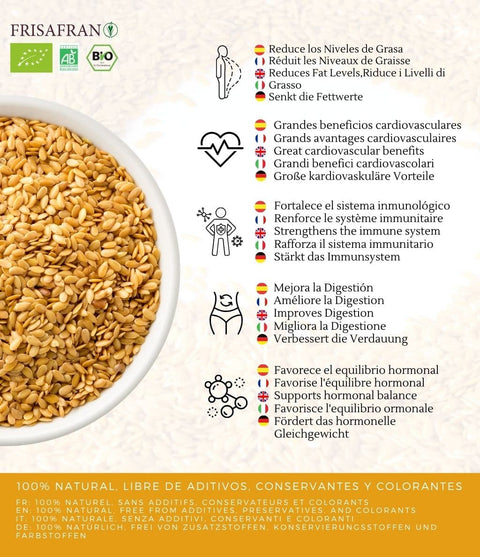 Beneficios de las semillas de lino dorado ecológicas