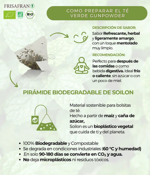 Pirámide de té verde gunpower
