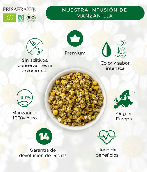 Características de la infusión de manzanilla dulce Frisafran a granel