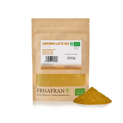 Cúrcuma latte en polvo ecológica, presentación de 200 gramo