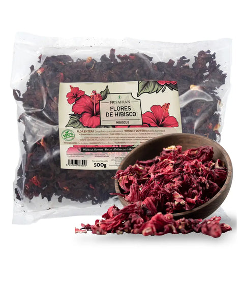 Flores de hibisco Frisafran, presentación de 500 gramos
