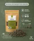 información sobre paquete bio y tamaño de la resina de benjuí en grano