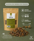información sobre paquete bio y tamaño de la resina de mirra en grano