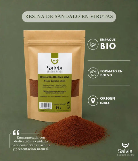 información sobre paquete bio y tamaño de la resina de sándalo en polvo
