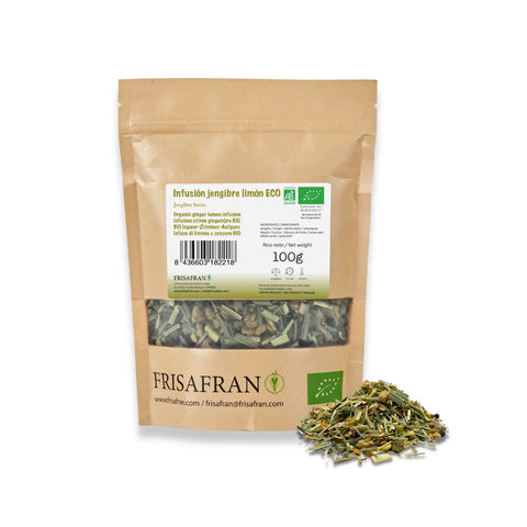 Infusión jengibre y limón ecológica de frisafran, formato a granel 