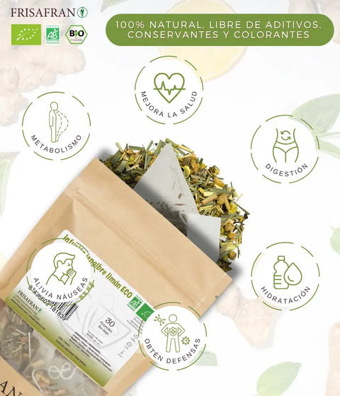 Infusión de jengibre y limón en bolsitas