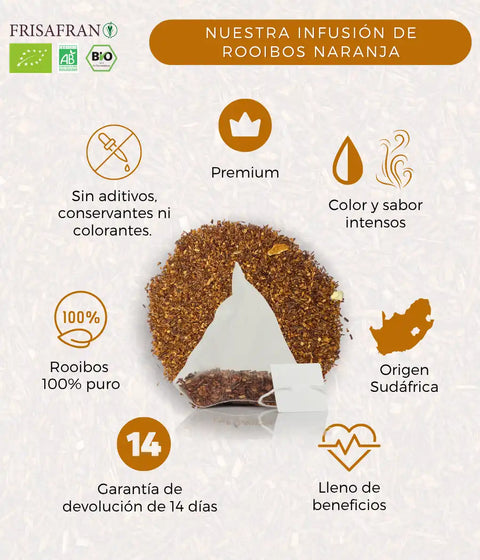 Infusión rooibos naranja ecológica  de frisafran en bolsitas