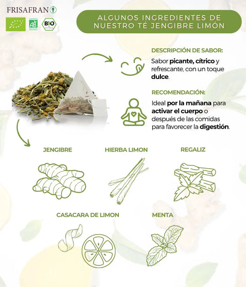 ingredientes de la infusión de jengbre y limón de Frisafran