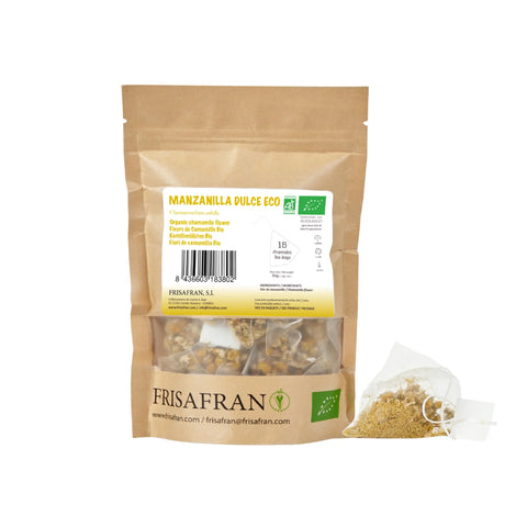Manzanilla dulce ecológica frisafran, formato de 15 bolsitas