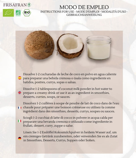 Modo de empleo de la leche de coco en polvo natural