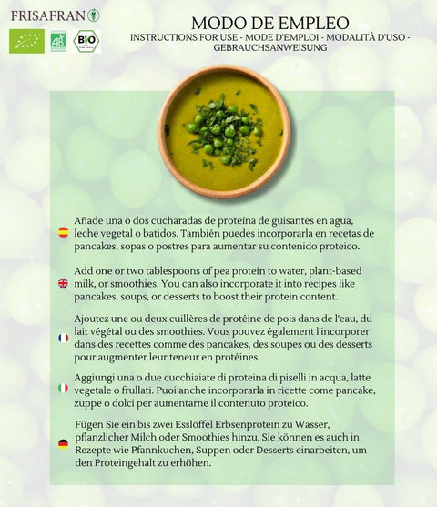 Modo de uso de la proteína de guisante en polvo 