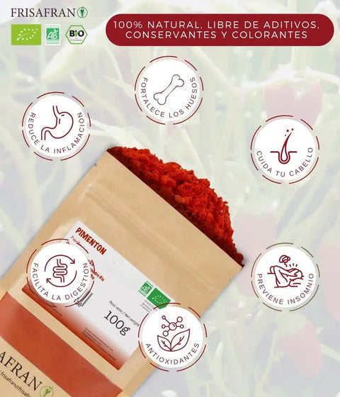 Polvo de pimentón dulce ecológico