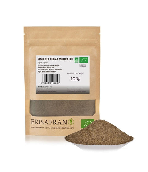 Pimienta negra  molida en presentación de 100 gramos