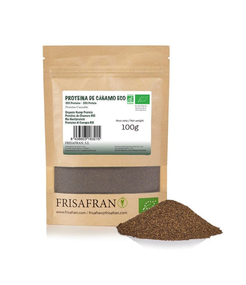 Proteína de cáñamo ecológica, presentación de 100 gramos