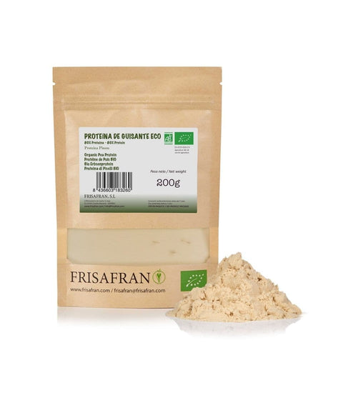 Proteína de guisante en polvo ecológica, presentación de 200 gramos
