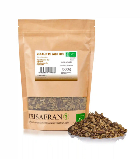 raíz de regaliz ecológica, formato de 500 gramos