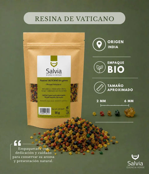 información sobre paquete bio y tamaño de la resina vaticano en grano