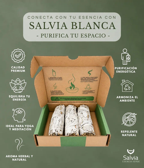 paquete de salvia blanca en caja ecológica