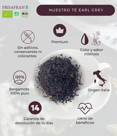 Té Earl Grey ecológico de Frisafran, formato a granel 