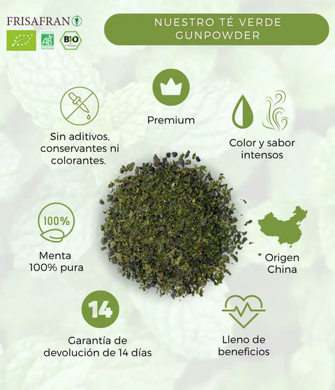 Té verde gunpowder ecológico a  granel de Frisafran
