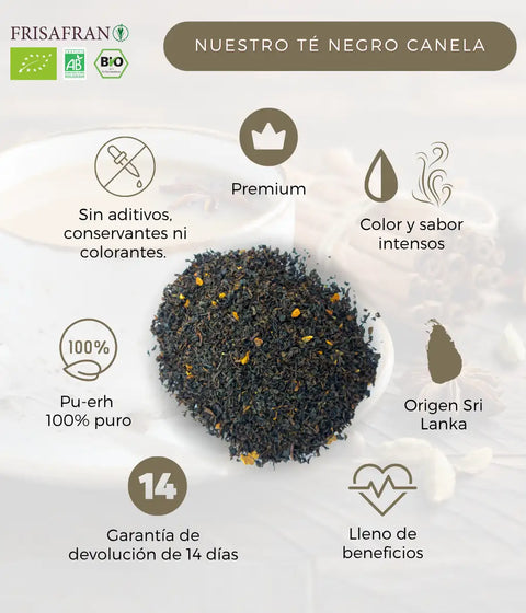 Té negro con canela a granel, té ecológico de frisafran